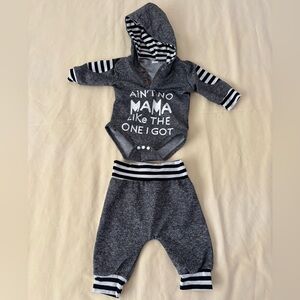 SHEIN Monochrome Baby Set  Black and white Size 1-3M